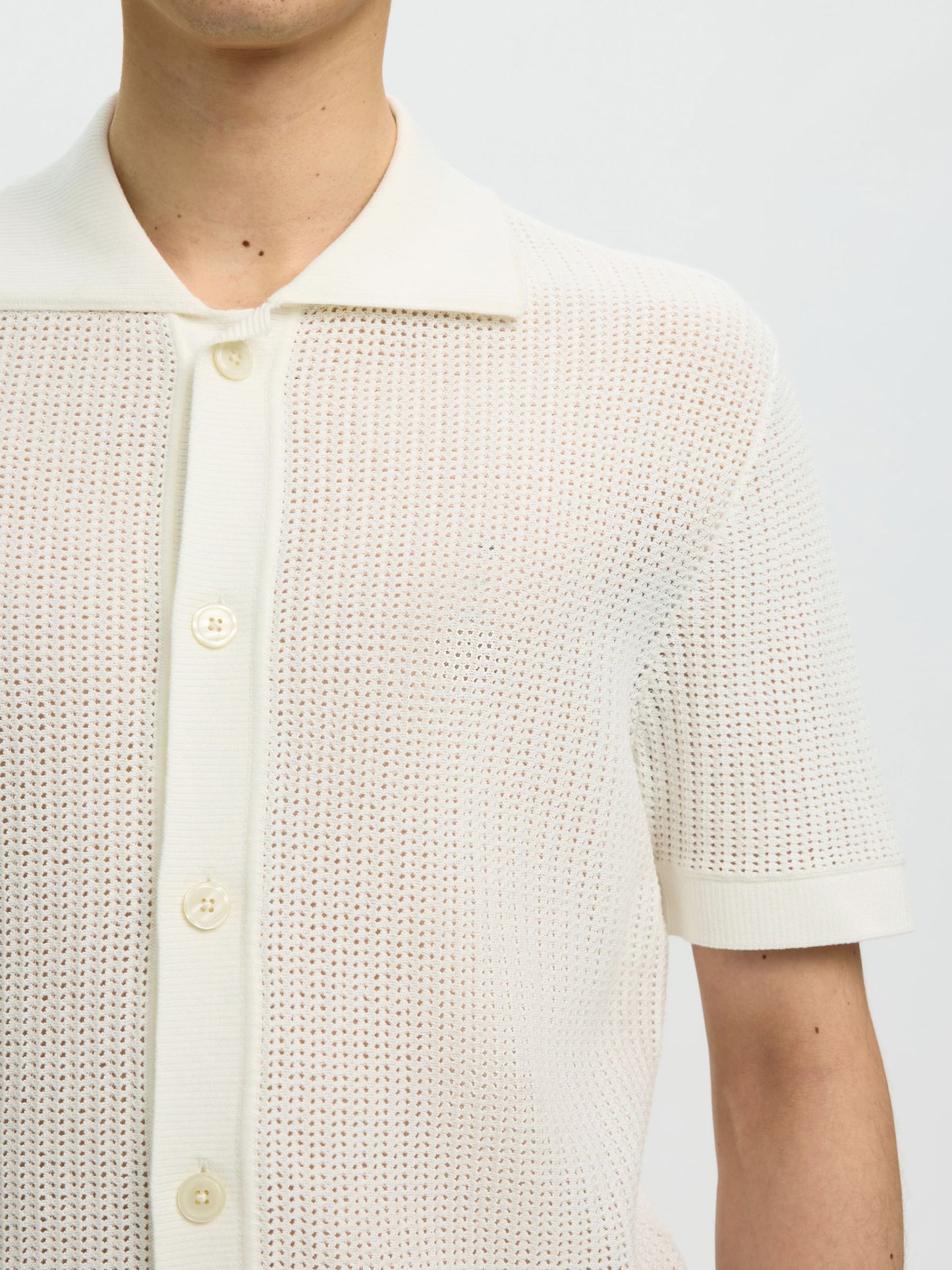 Polo Cardigan Shane Selected Blanc