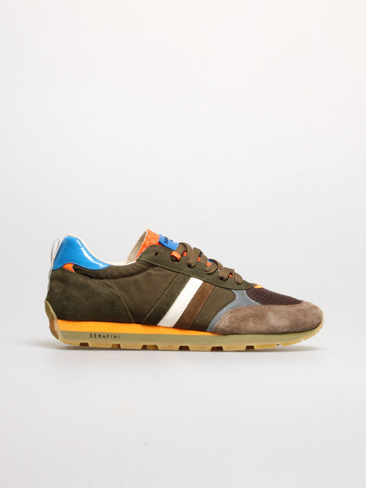 Sneaker Serafini ZURICH Military Green Bluette Fire vue de profil