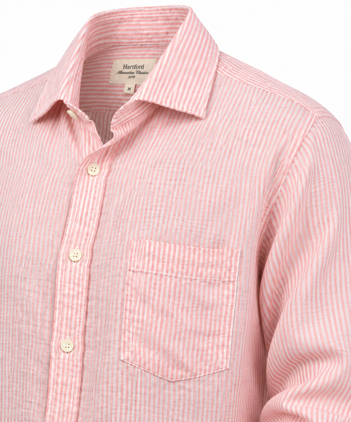 Chemise Hartford en lin rayé rose