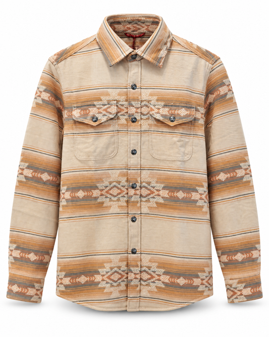 Chemise Klamath beige Iron & Resin en flanelle Jacquard vue de face