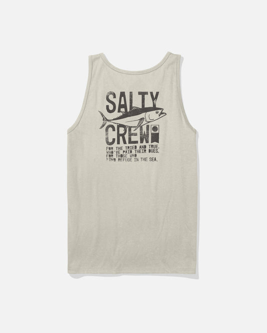 Débardeur Tried and True Tank Salty Crew écru avec grand imprimé poisson au dos