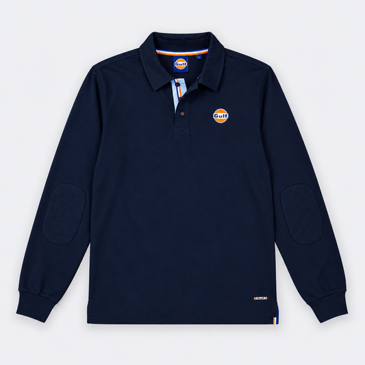 Polo manches longues Premium Gulf bleu marine vue de face