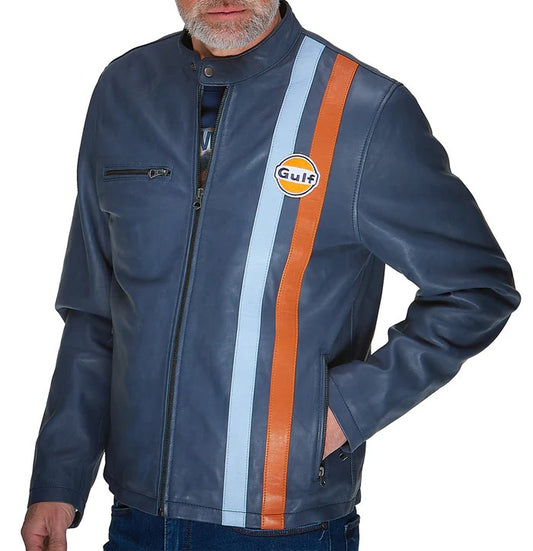 Veste Cuir Gulf Roadmaster bleu