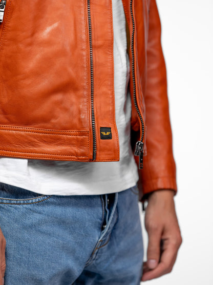 Blouson cuir motard Nieto Daytona 73 Orange