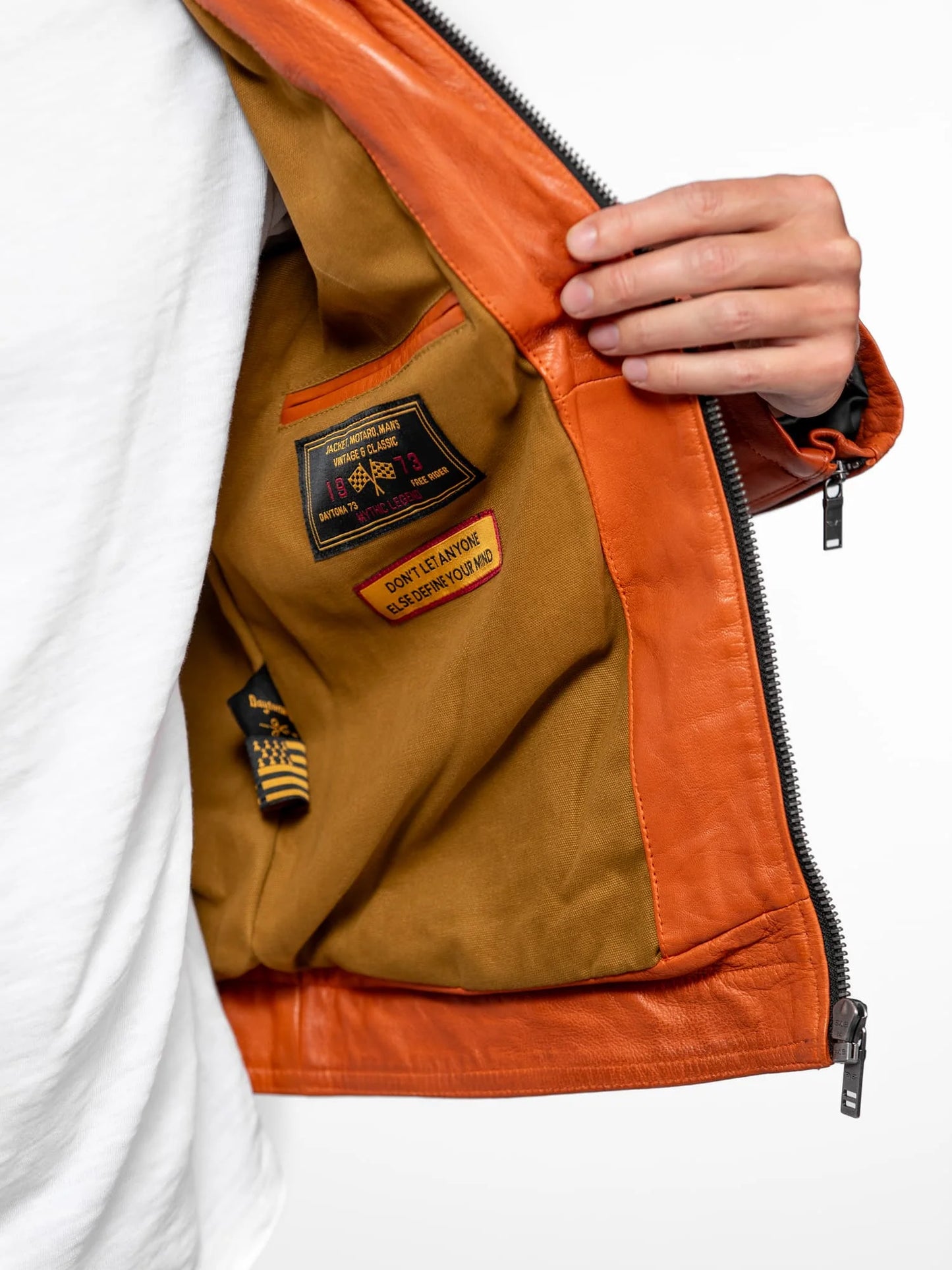 Blouson cuir motard Nieto Daytona 73 Orange