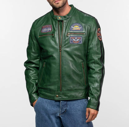 Blouson cuir motard Tormo Sheep  Daytona 73 Vert