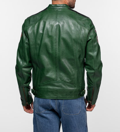 TORMO – Blouson motard en cuir vert | Daytona 73