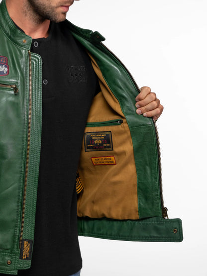 Blouson cuir motard Tormo Sheep  Daytona 73 Vert