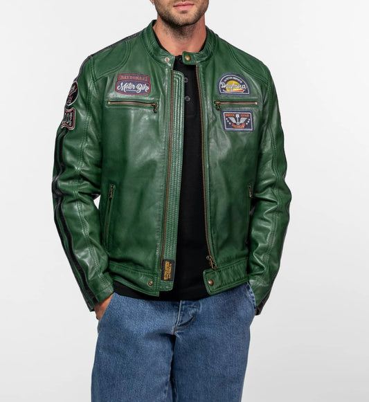 Blouson cuir motard Tormo Sheep  Daytona 73 Vert