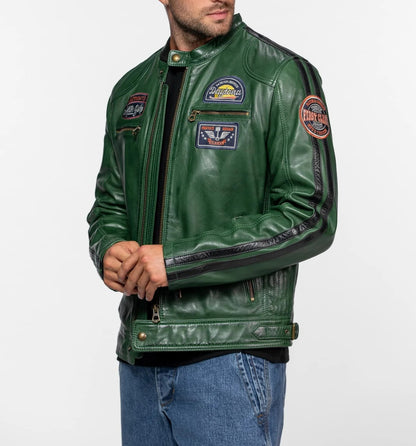 Blouson cuir motard Tormo Sheep  Daytona 73 Vert