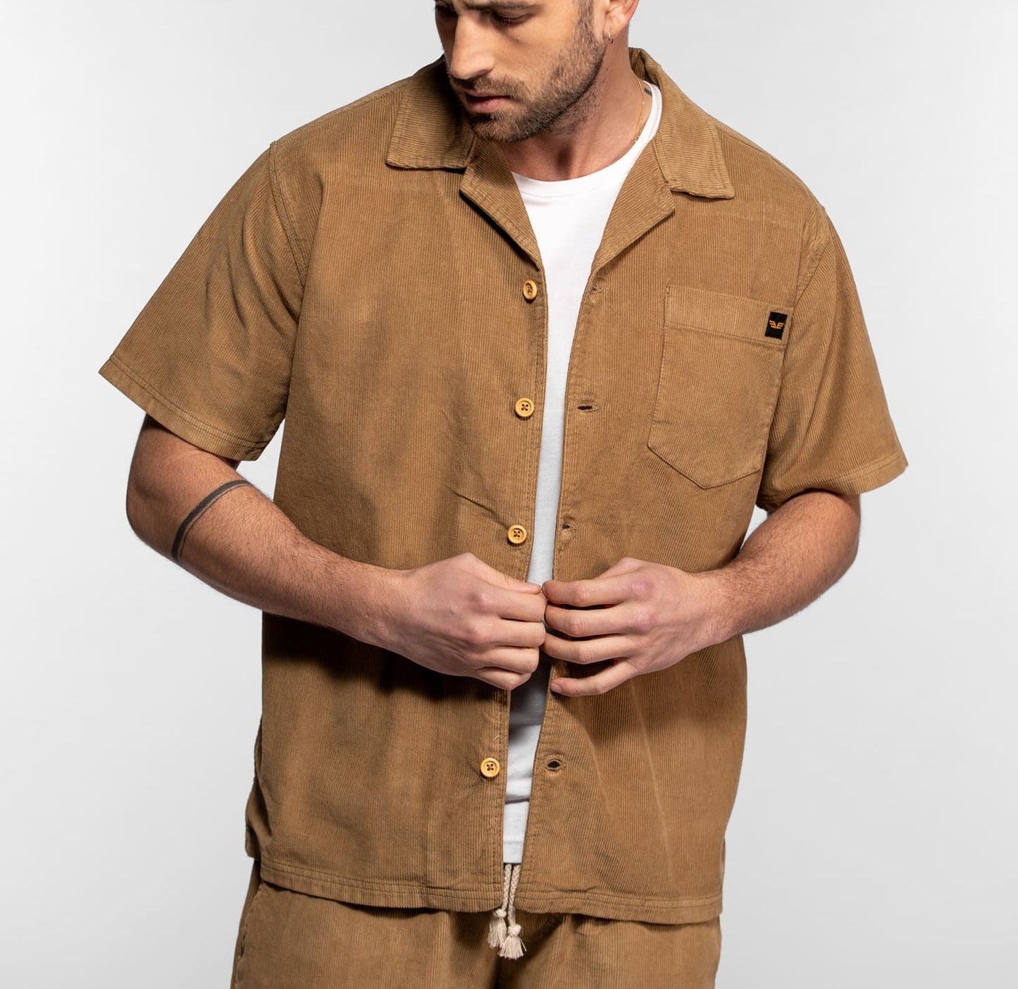 Chemise worker Citrus en velour Daytona 73 Beige