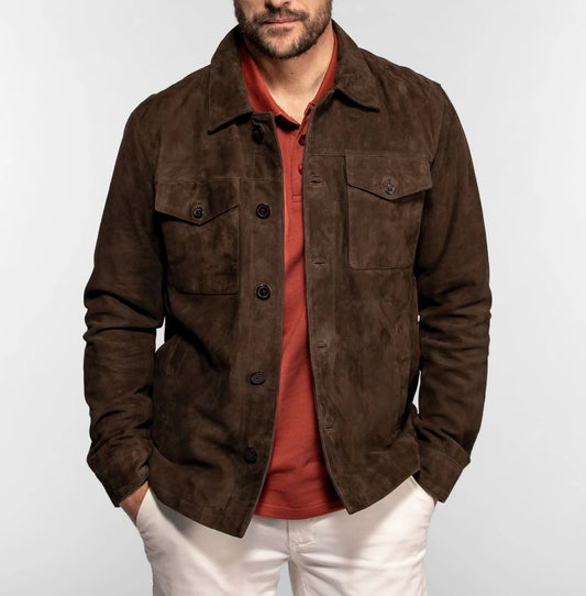 Veste cuir suédé Windham Daytona 73 Chocolat