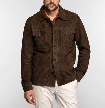 Veste cuir suédé Windham Daytona 73 Chocolat