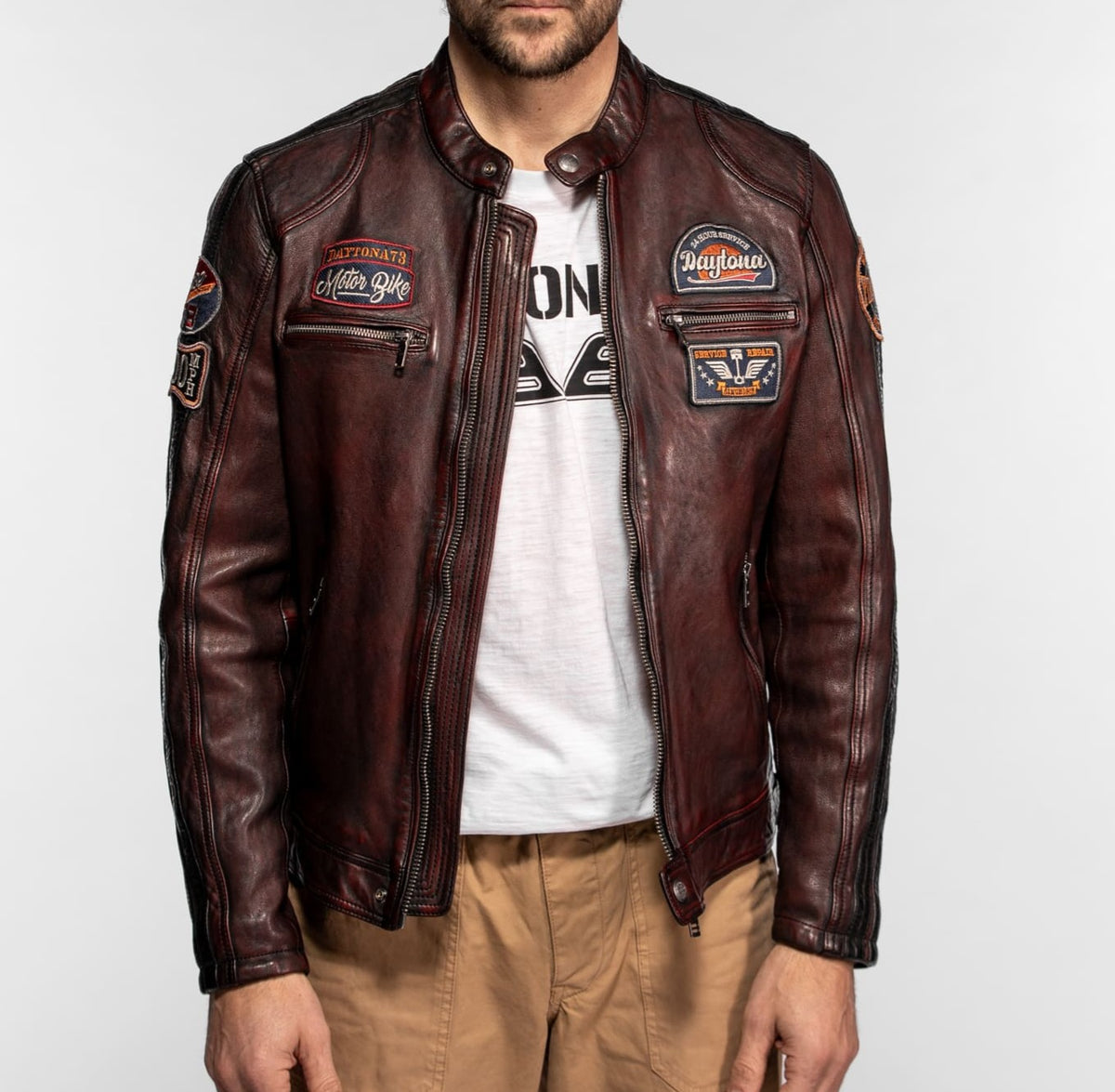 Aniak – Blouson moto vintage en cuir de mouton | Daytona 73