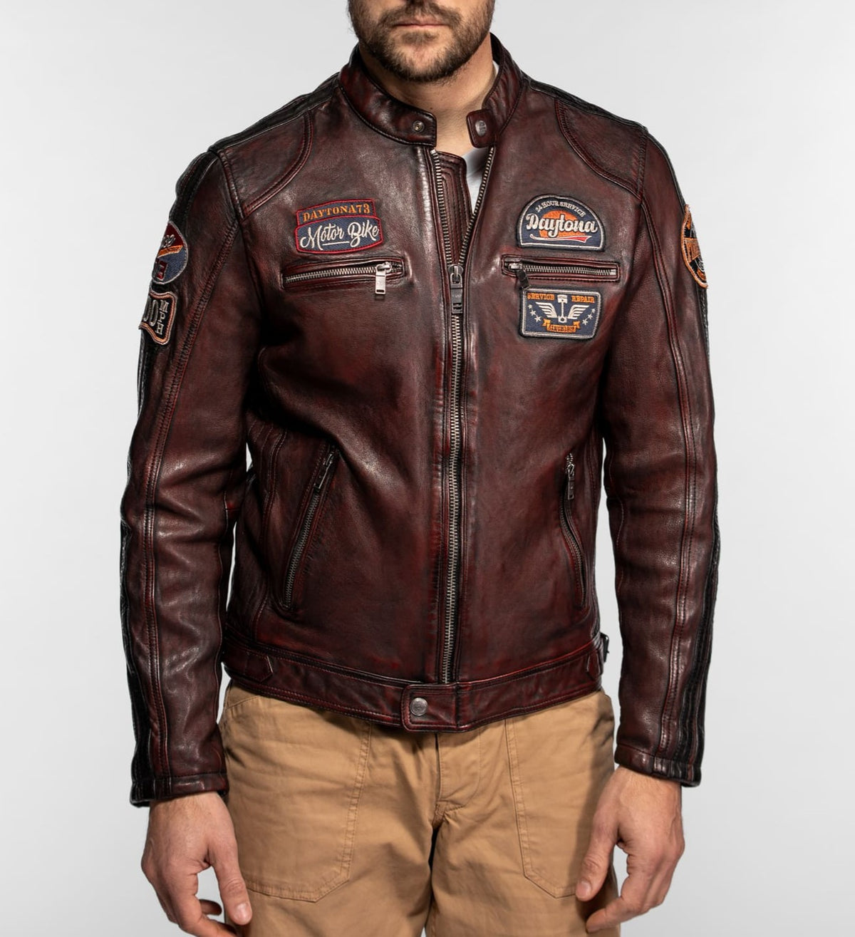 Aniak – Blouson moto vintage en cuir de mouton | Daytona 73