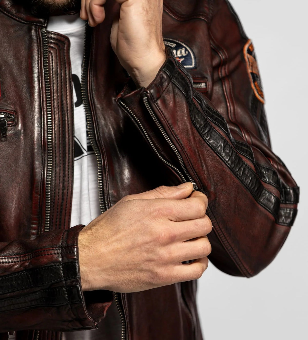 Aniak – Blouson moto vintage en cuir de mouton | Daytona 73