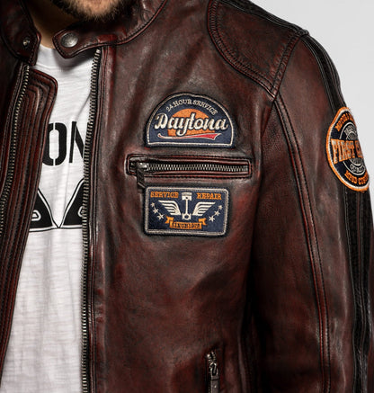 Aniak – Blouson moto vintage en cuir de mouton | Daytona 73