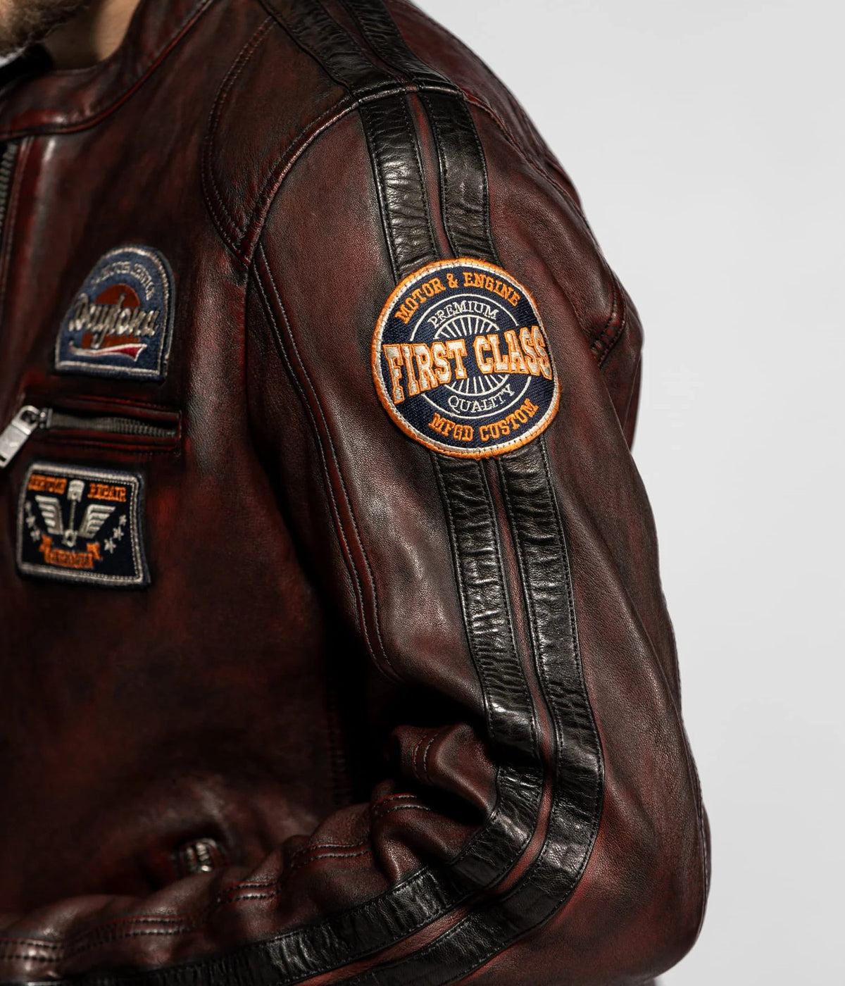 Aniak – Blouson moto vintage en cuir de mouton | Daytona 73
