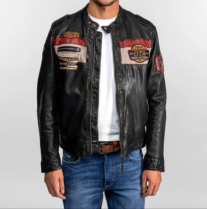 NEDOC – Blouson moto vintage en cuir noir | Daytona 73