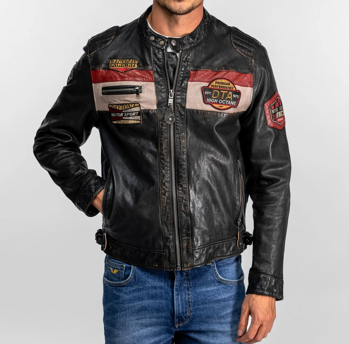 NEDOC – Blouson moto vintage en cuir noir | Daytona 73