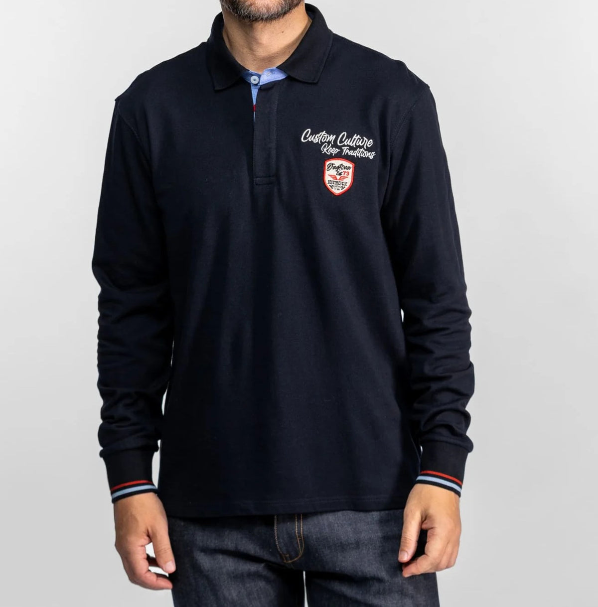 Polo SELAWIK Manches Longues Bleu Marine – Homme