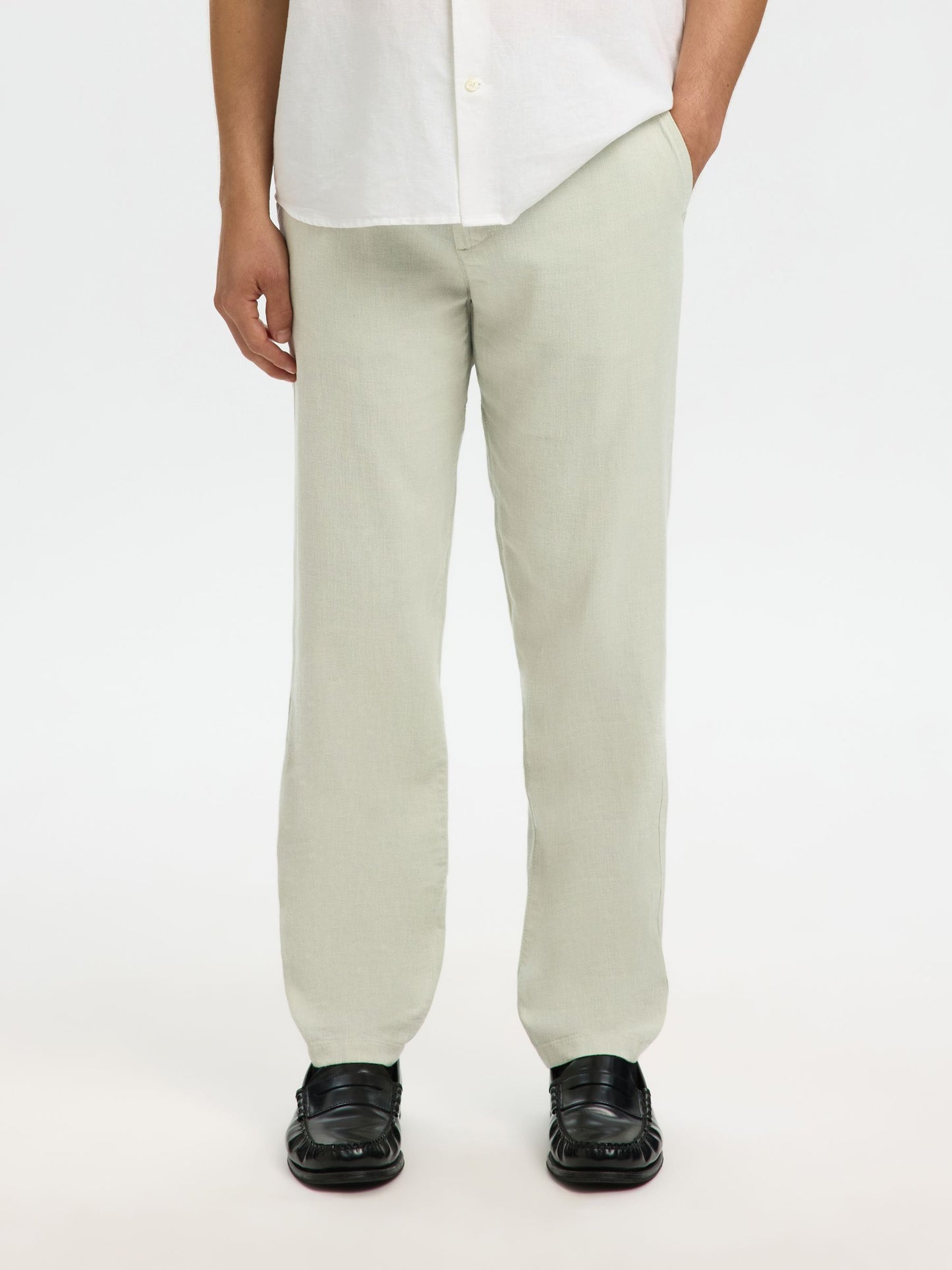 pantalon Brody en lin mélangé Selected Aqua grey