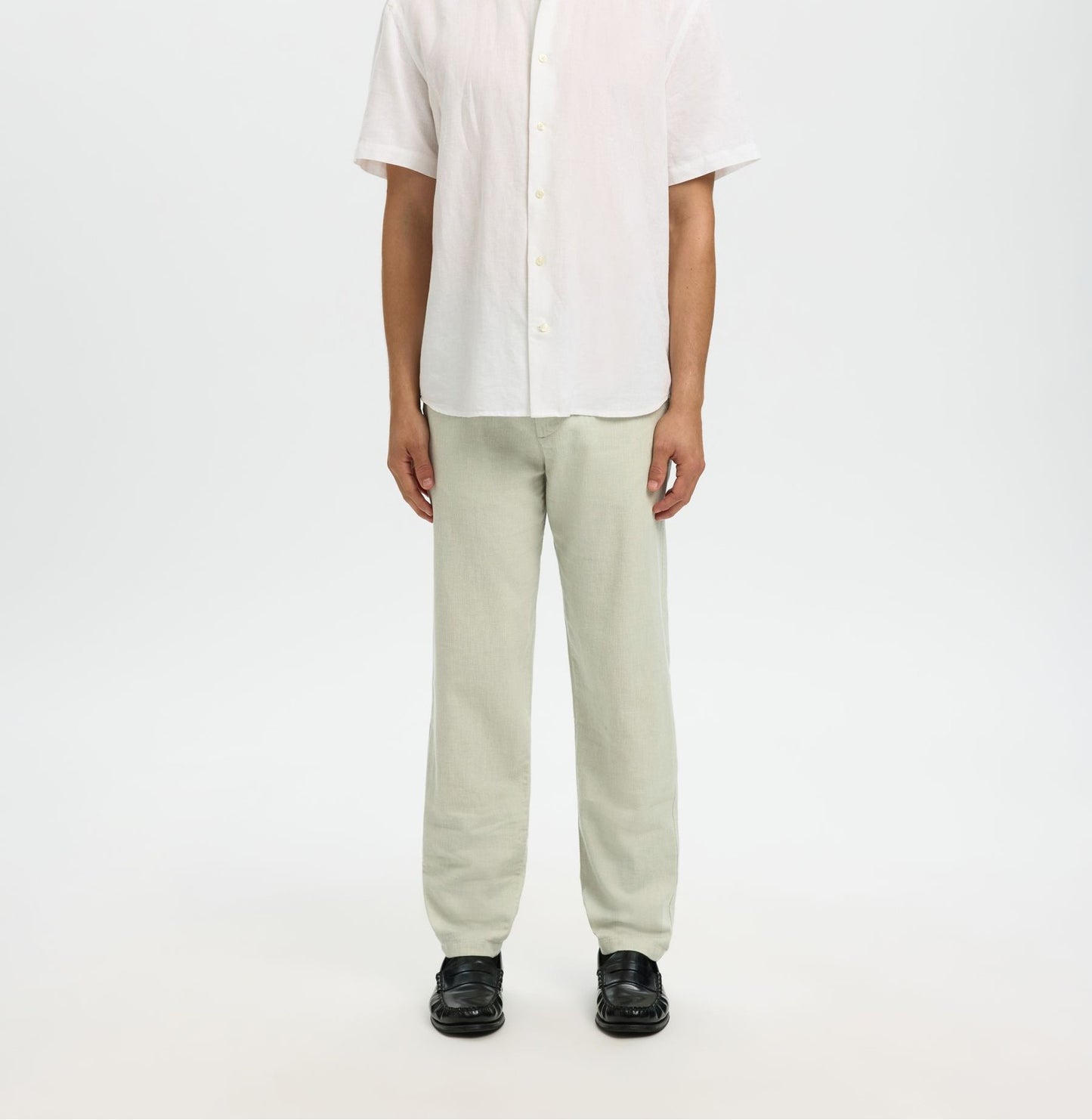 pantalon Brody en lin mélangé Selected Aqua grey