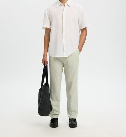 pantalon Brody en lin mélangé Selected Aqua grey