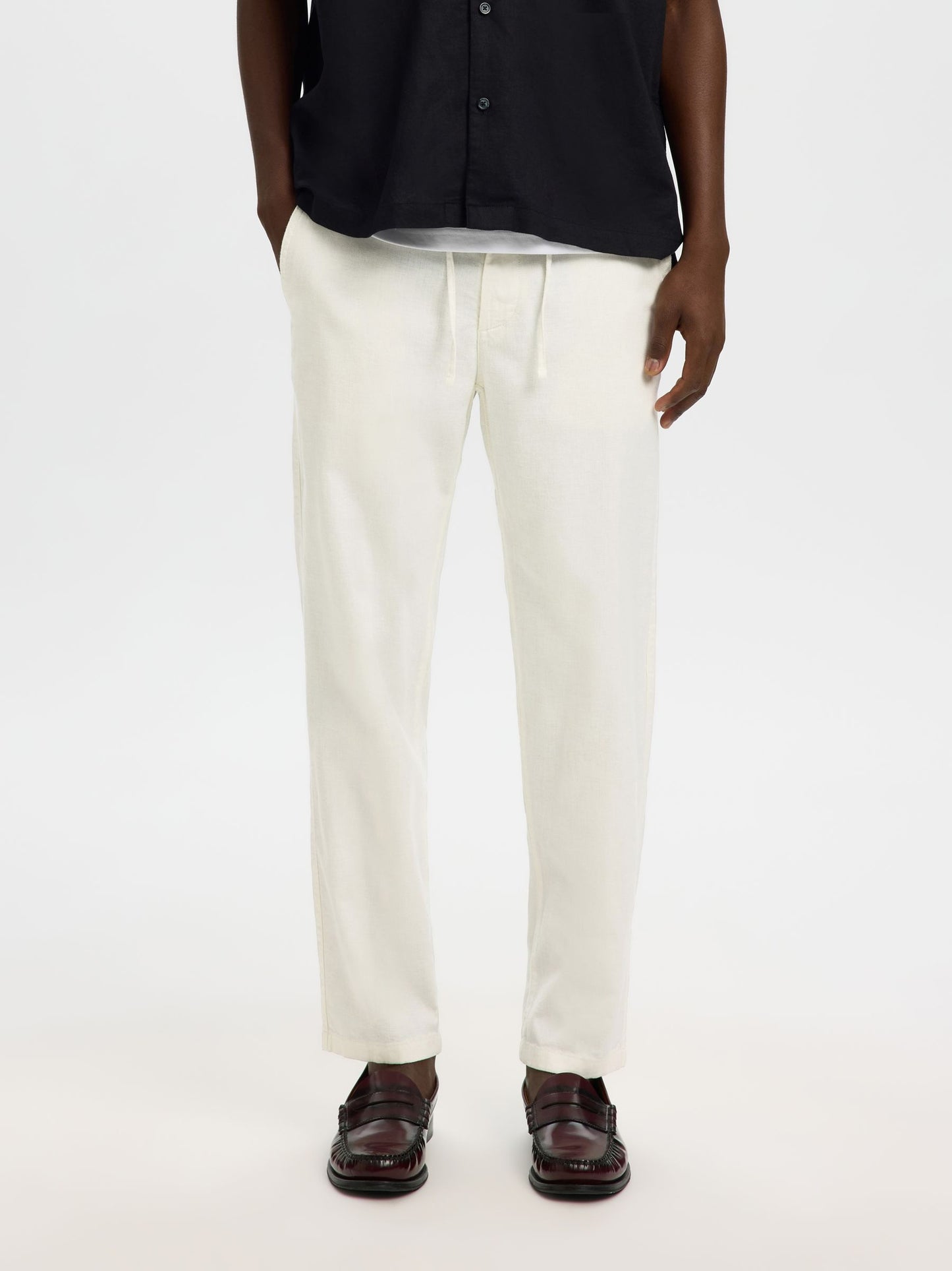 pantalon Brody en lin mélangé Selected Blanc