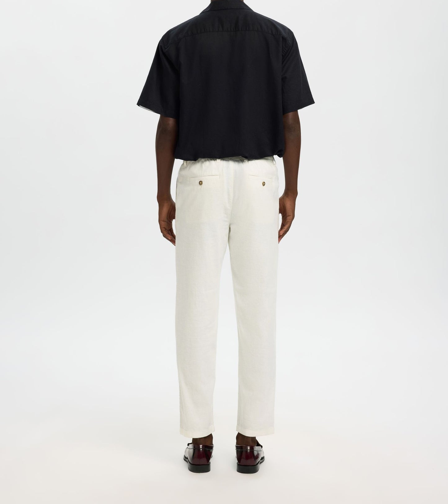 pantalon Brody en lin mélangé Selected Blanc