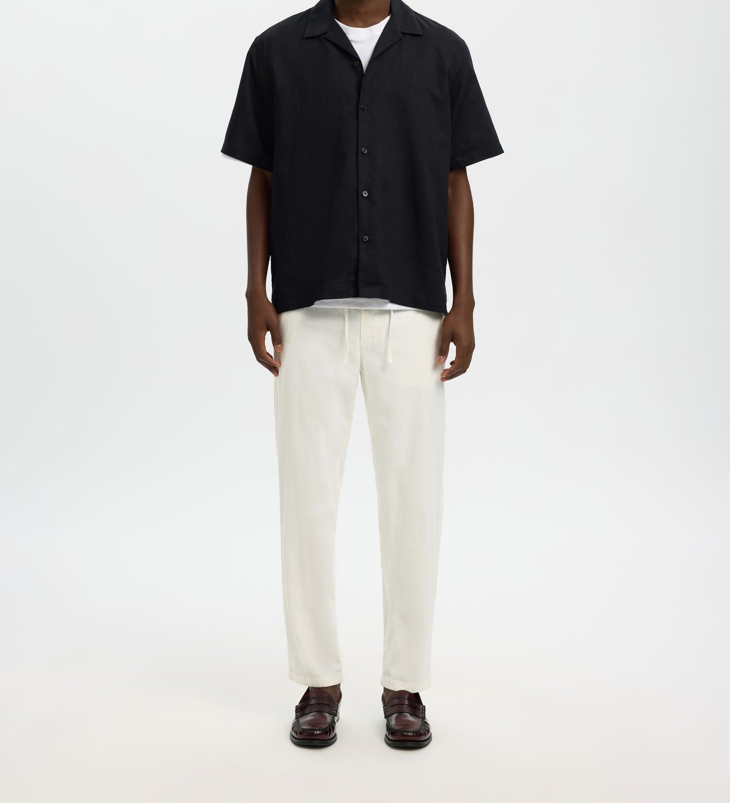 pantalon Brody en lin mélangé Selected Blanc