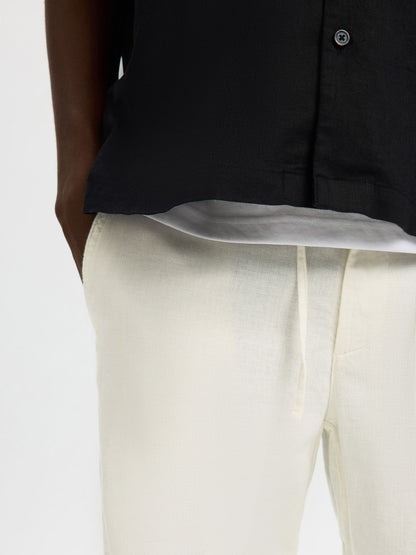 pantalon Brody en lin mélangé Selected Blanc