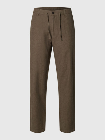 pantalon Brody en lin mélangé Selected Dark Kaki
