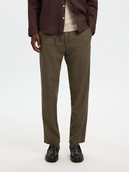pantalon Brody en lin mélangé Selected Dark Kaki