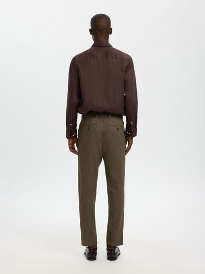 pantalon Brody en lin mélangé Selected Dark Kaki