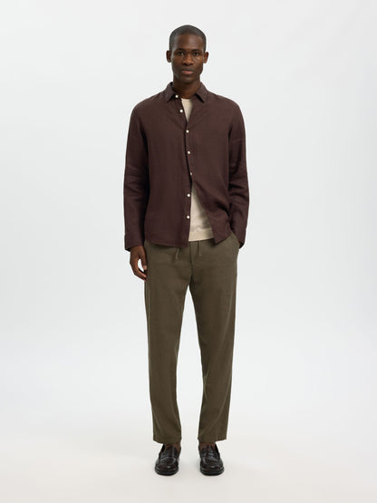 pantalon Brody en lin mélangé Selected Dark Kaki