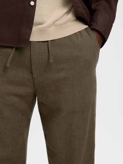 pantalon Brody en lin mélangé Selected Dark Kaki