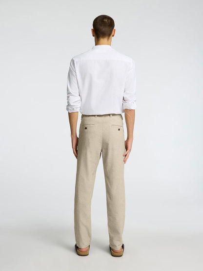 pantalon Brody en lin mélangé Selected beige