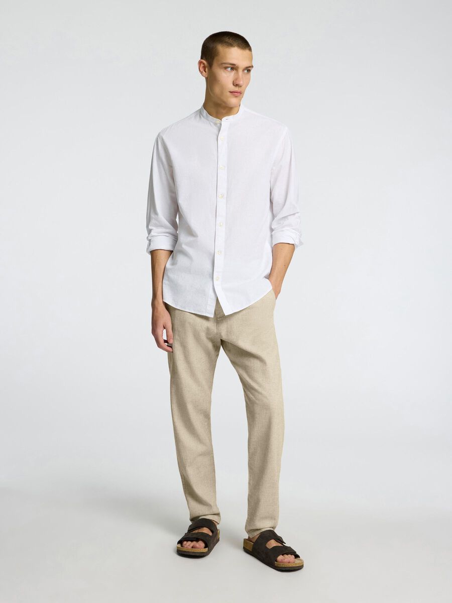 pantalon Brody en lin mélangé Selected beige
