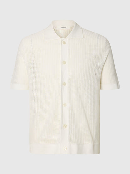 Polo Cardigan Shane Selected Blanc