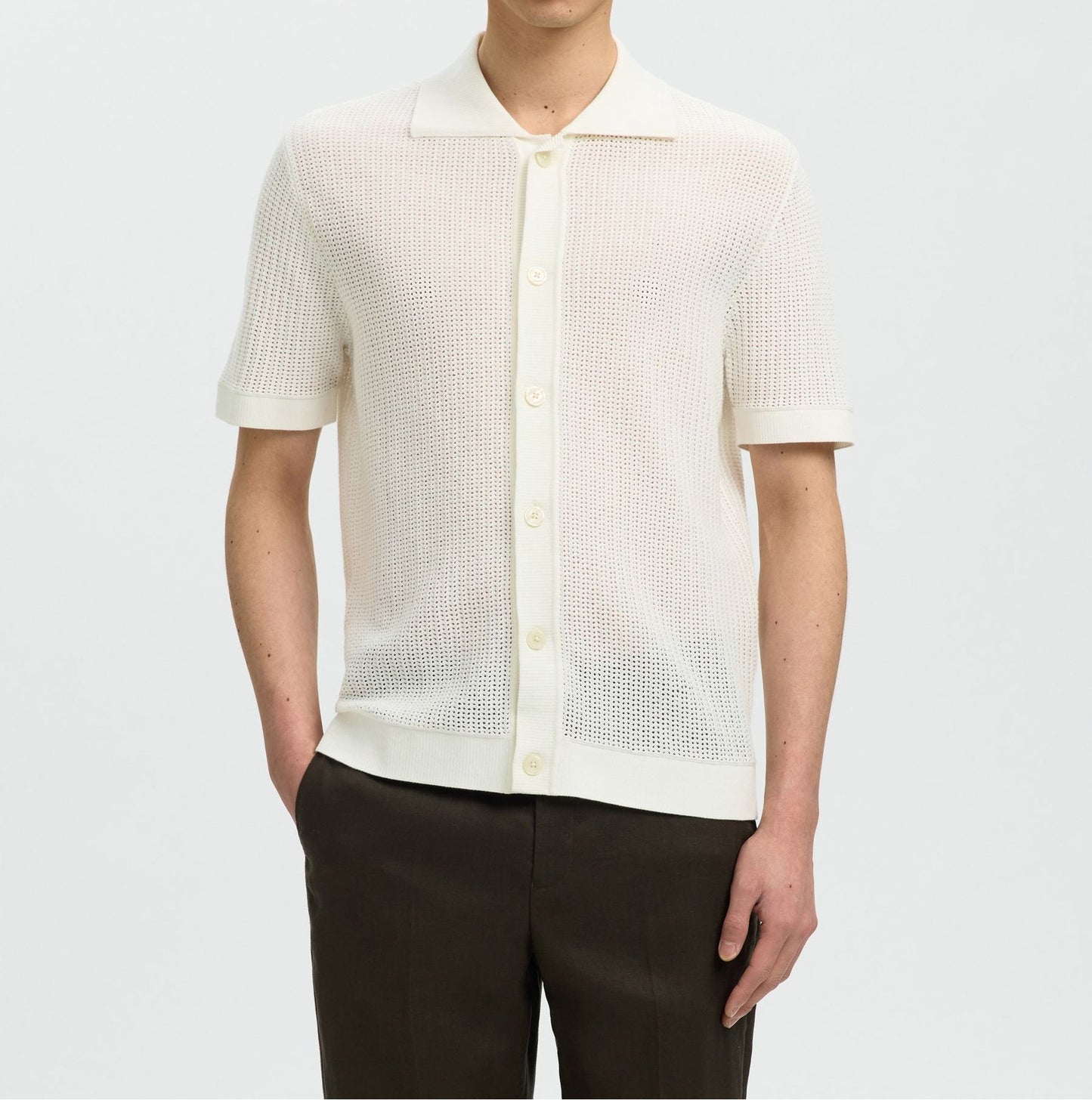 Polo Cardigan Shane Selected Blanc
