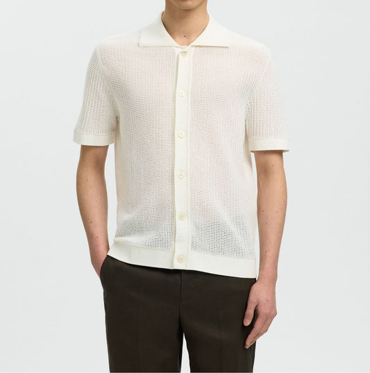 Polo Cardigan Shane Selected Blanc