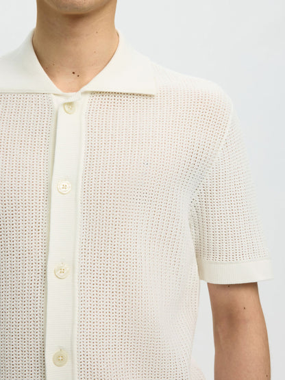 Polo Cardigan Shane Selected Blanc