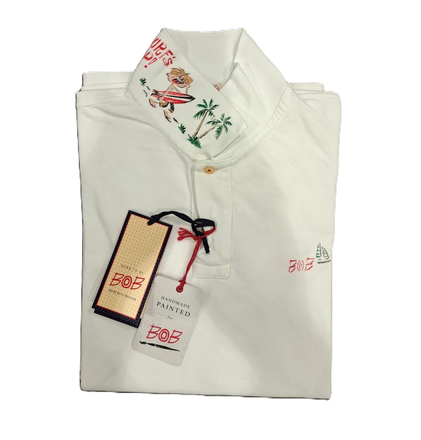 Polo Front Surfeur BOB THE COMPAGNY Blanc