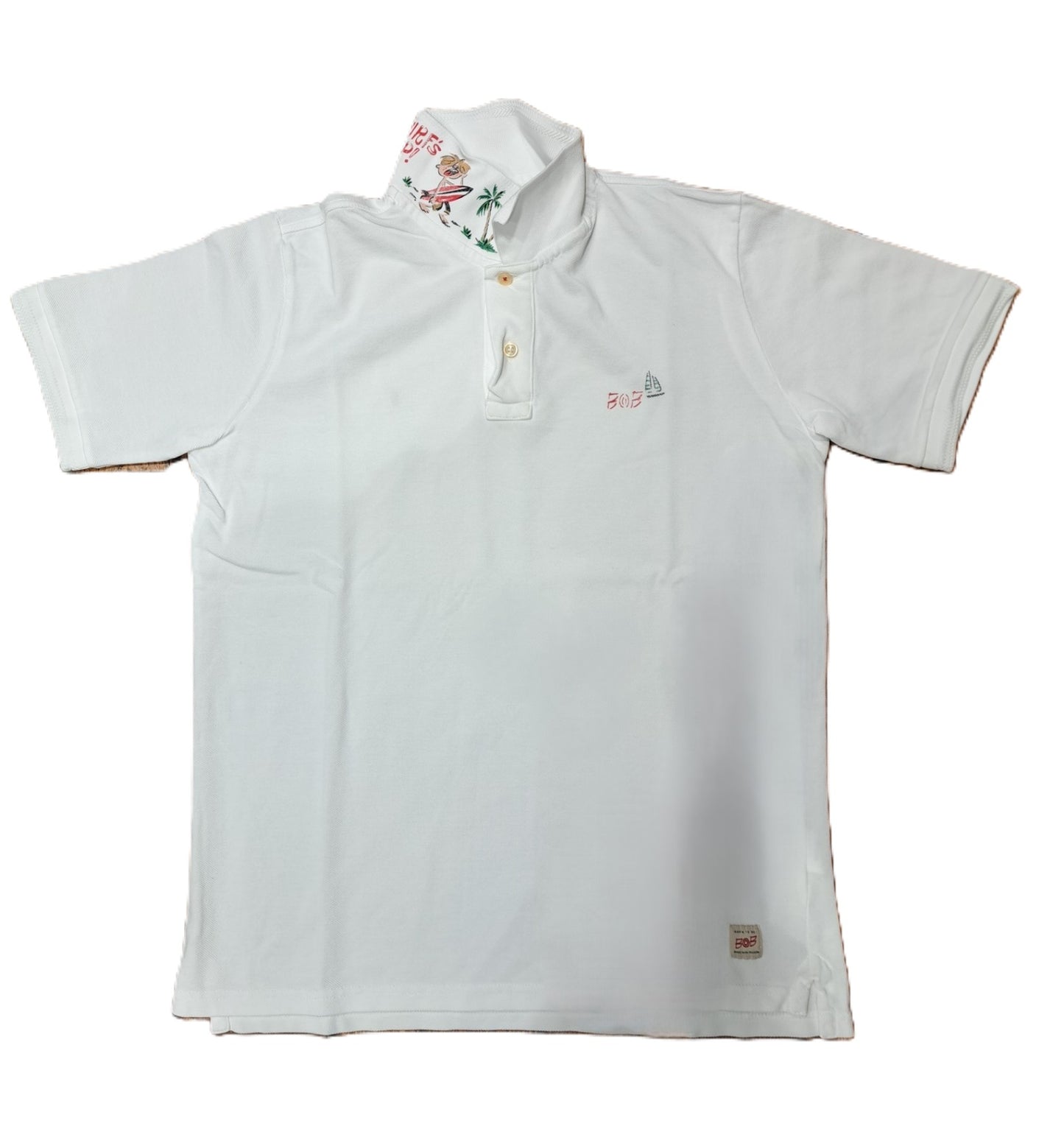 Polo Front Surfeur BOB THE COMPAGNY Blanc