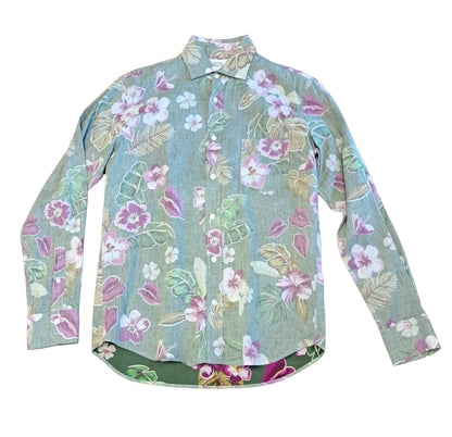 Chemise en coton imprimé hawaï kaki - Paul Hartford