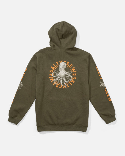 Tentacles Hooded Fleece - Dusty Olive Salty crew