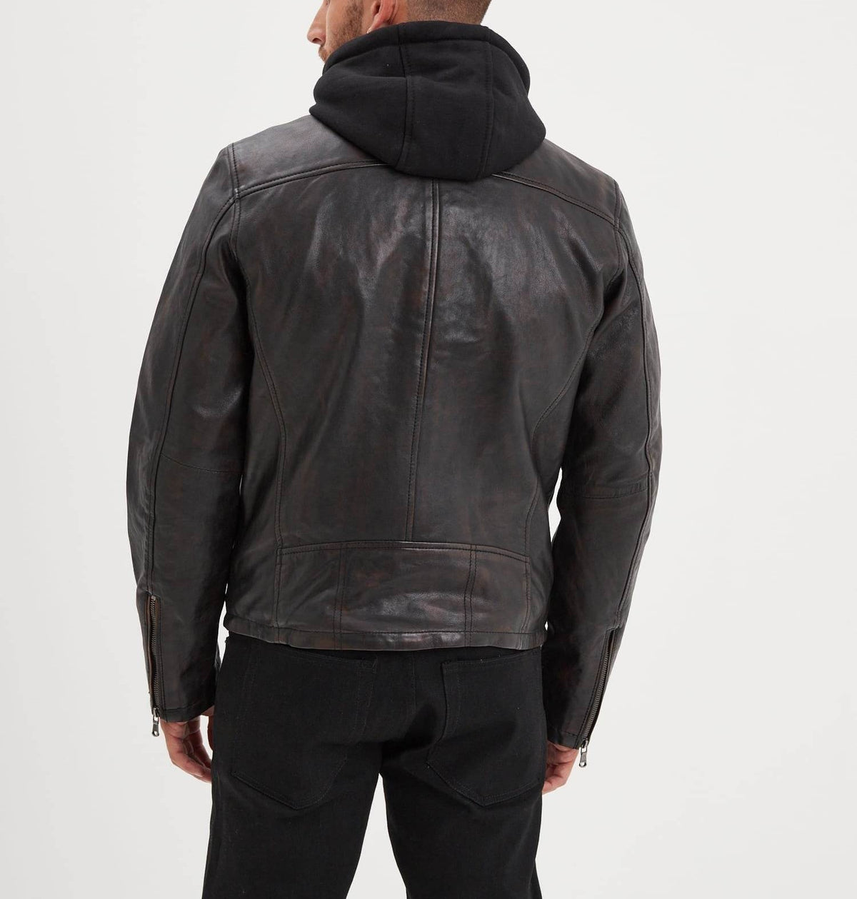 WINSTONER – Blouson en cuir vieilli à capuche | Daytona 73