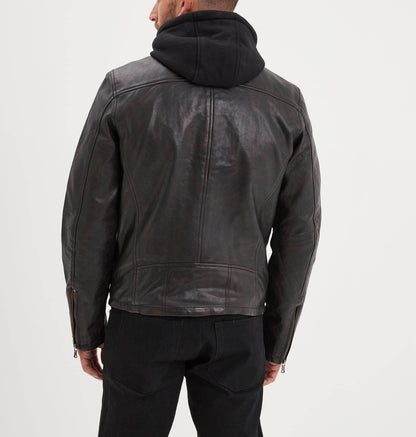 WINSTONER – Blouson en cuir vieilli à capuche | Daytona 73