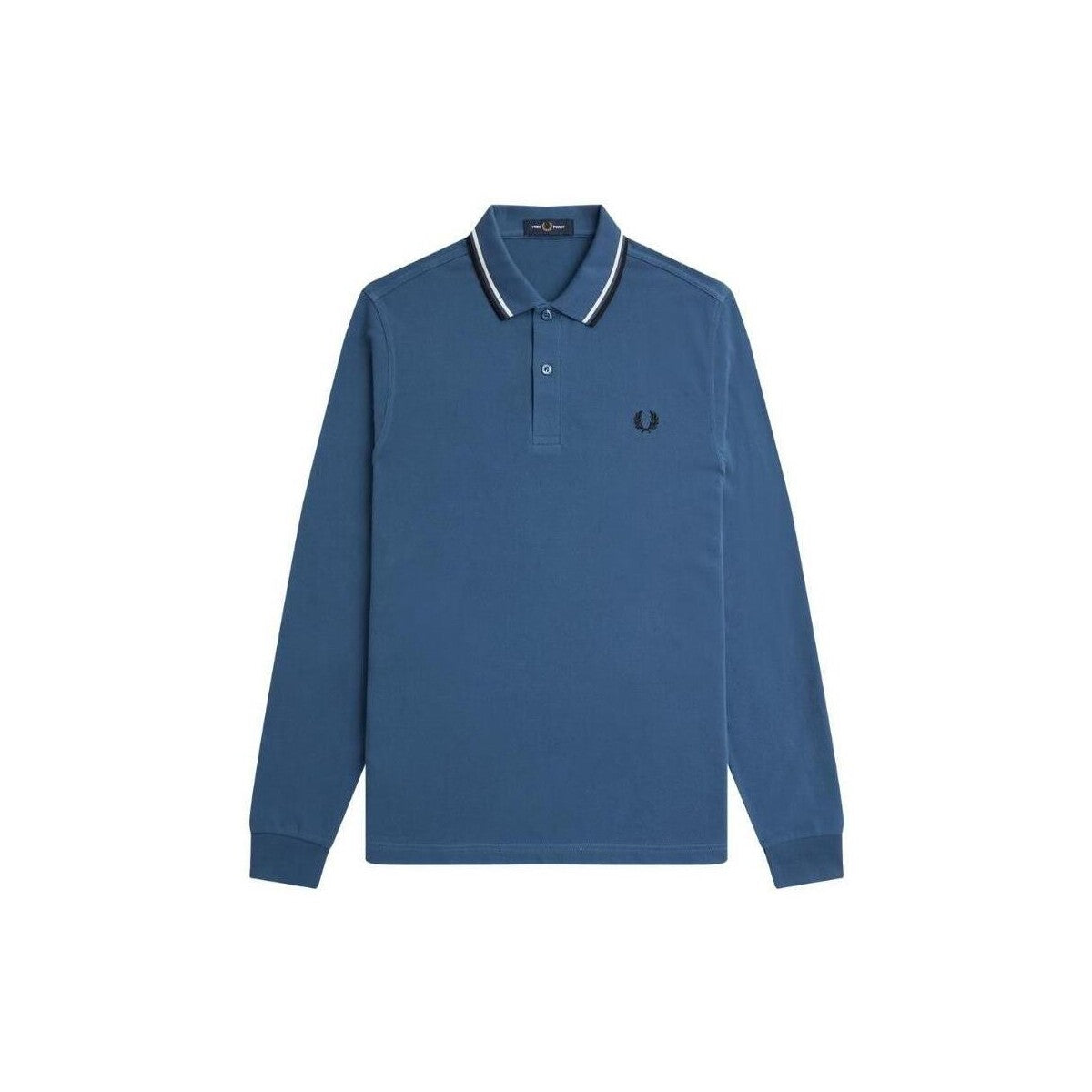 Polo manche longue Fred Perry midnight blue col rayé